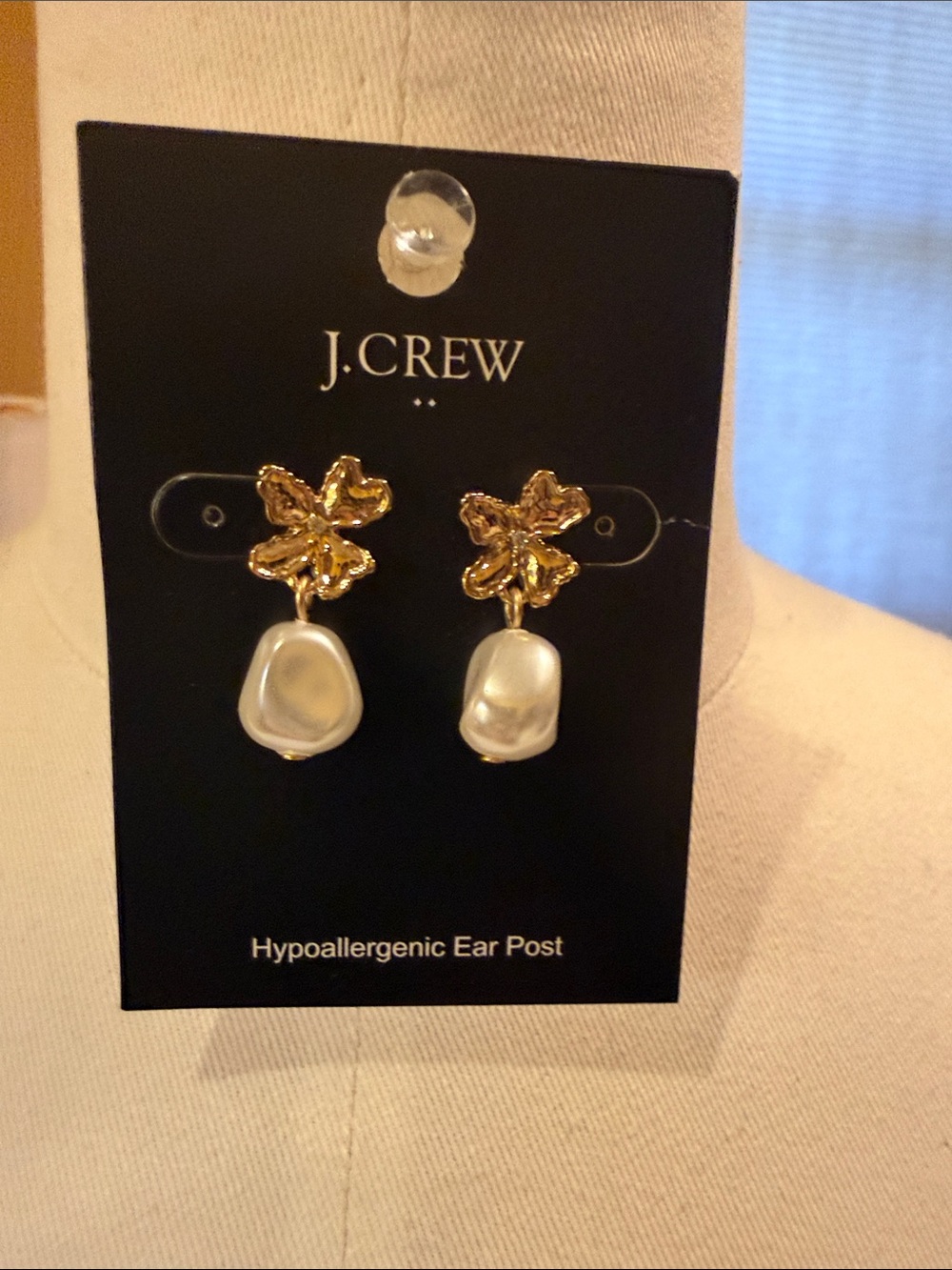 J. Crew Factory Gold Floral Earrings with Pearl Drops